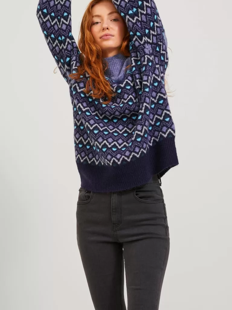 JACK & JONES Swetry^JXRUPA Sweter wkładany przez głowę Fioletowy