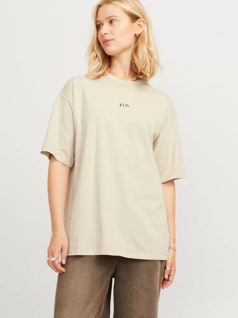 JACK & JONES Topy^JXSANDRA T-shirt Beżowy