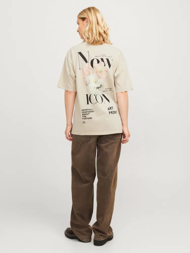 JACK & JONES Topy^JXSANDRA T-shirt Beżowy