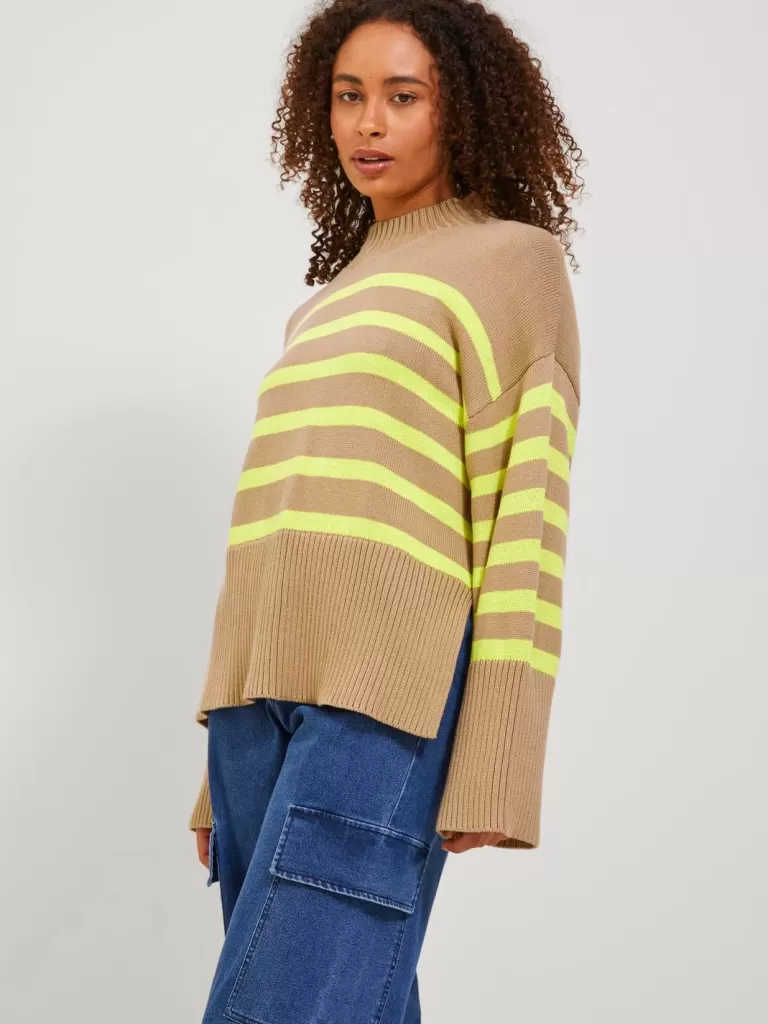 JACK & JONES Swetry^JXSIA Sweter wkładany przez głowę Beżowy