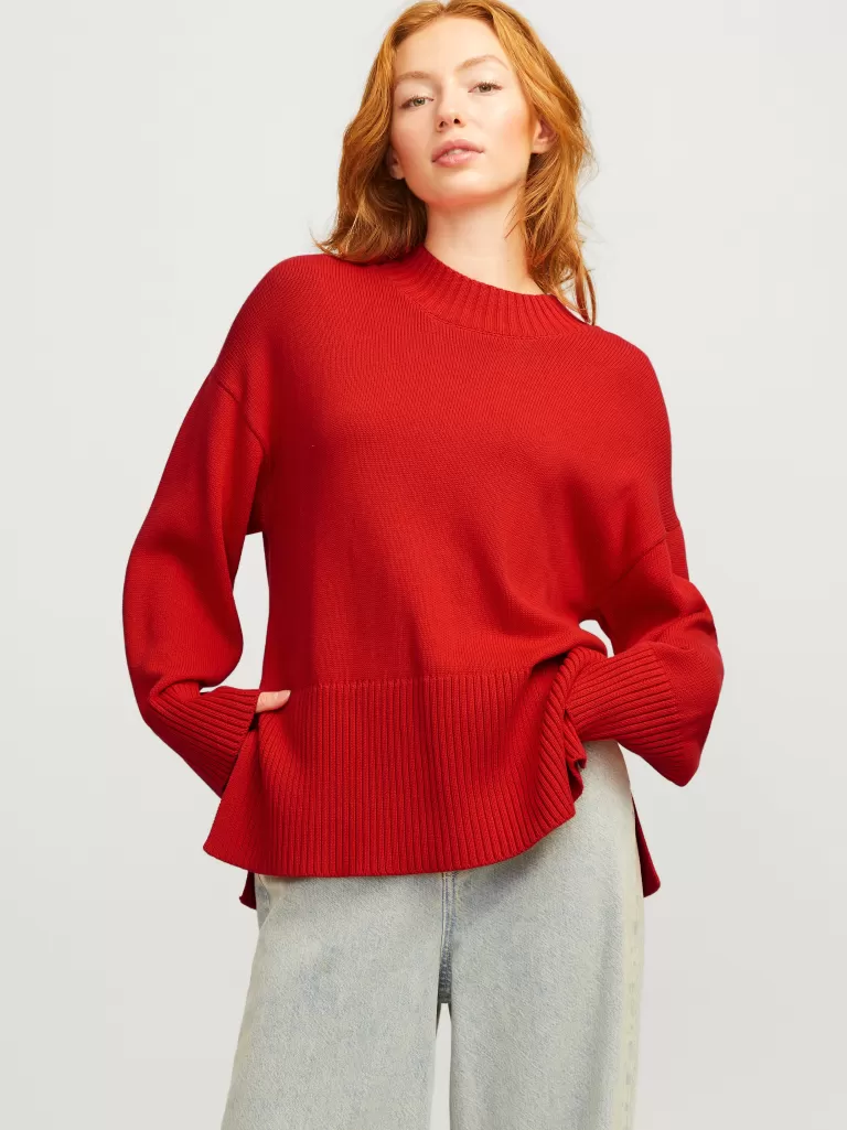 JACK & JONES Swetry^JXSIANA Sweter wkładany przez głowę Czerwony