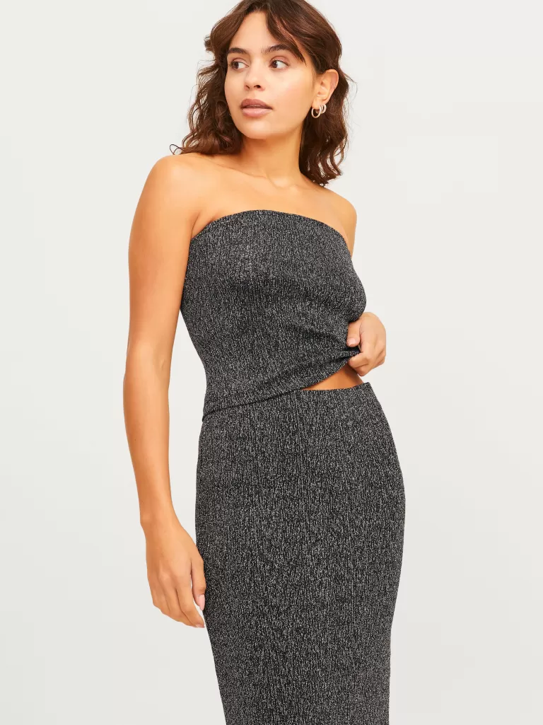JACK & JONES Topy^JXSIGGA Obcisła góra Szary