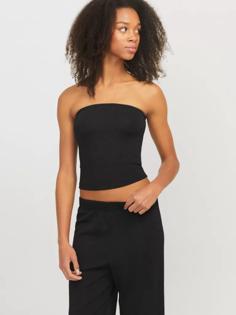JACK & JONES Topy^JXSIGGA Obcisła góra Czarny