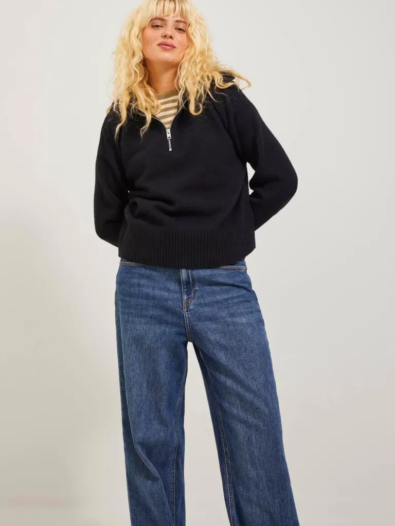 JACK & JONES Swetry^JXSIKA Krótki suwak Czarny