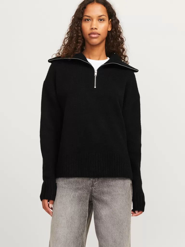 JACK & JONES Swetry^JXSIKO Sweter wkładany przez głowę Czarny