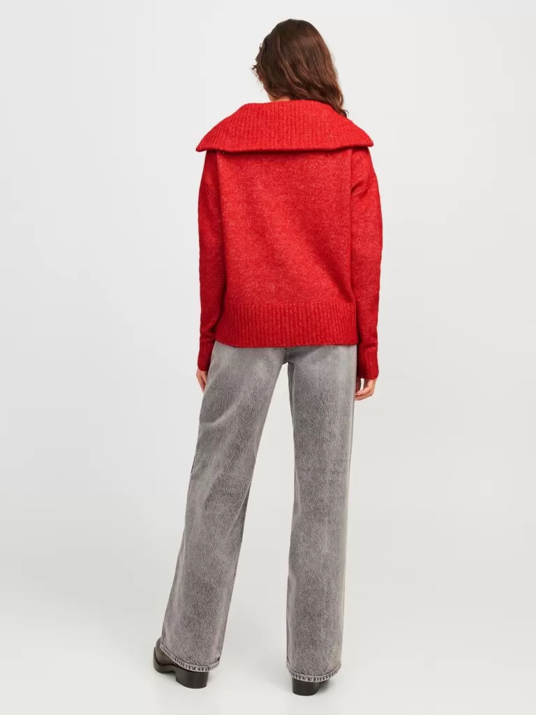 JACK & JONES Swetry^JXSIKO Sweter wkładany przez głowę Czerwony