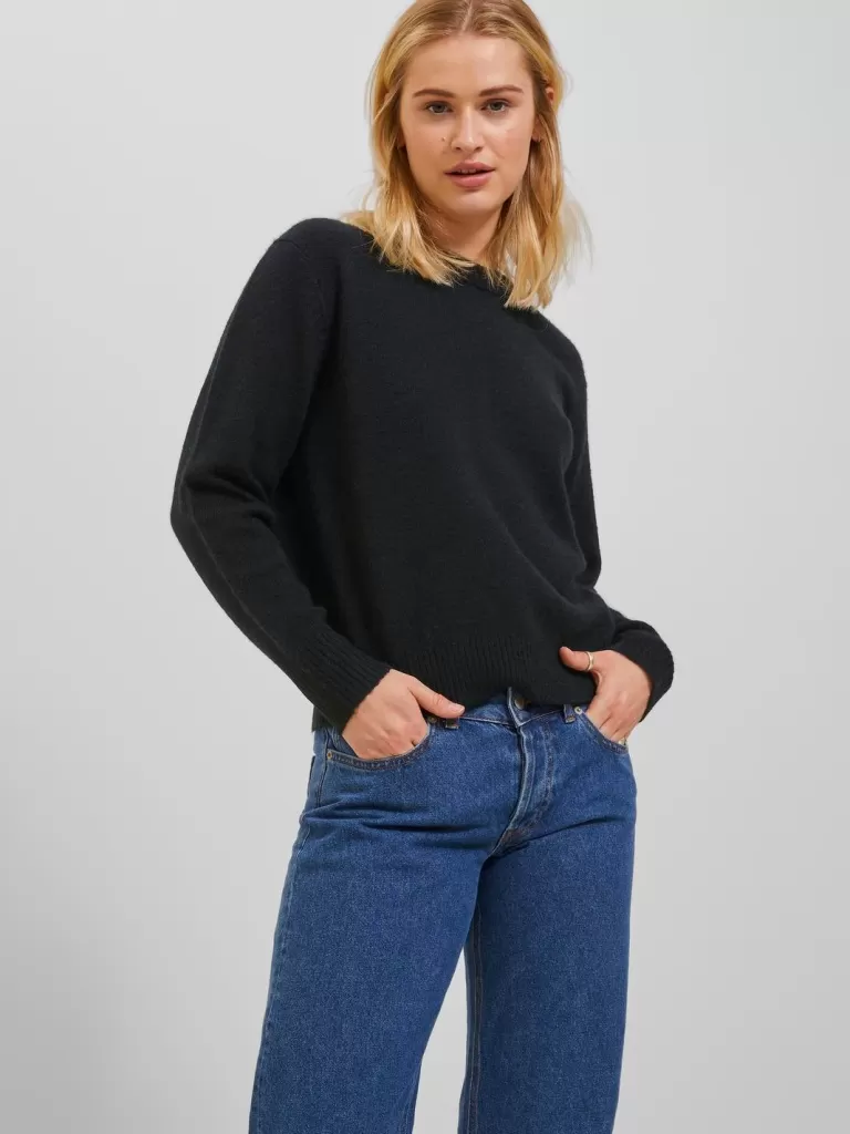 JACK & JONES Swetry^JXSILINE Sweter wkładany przez głowę Czarny