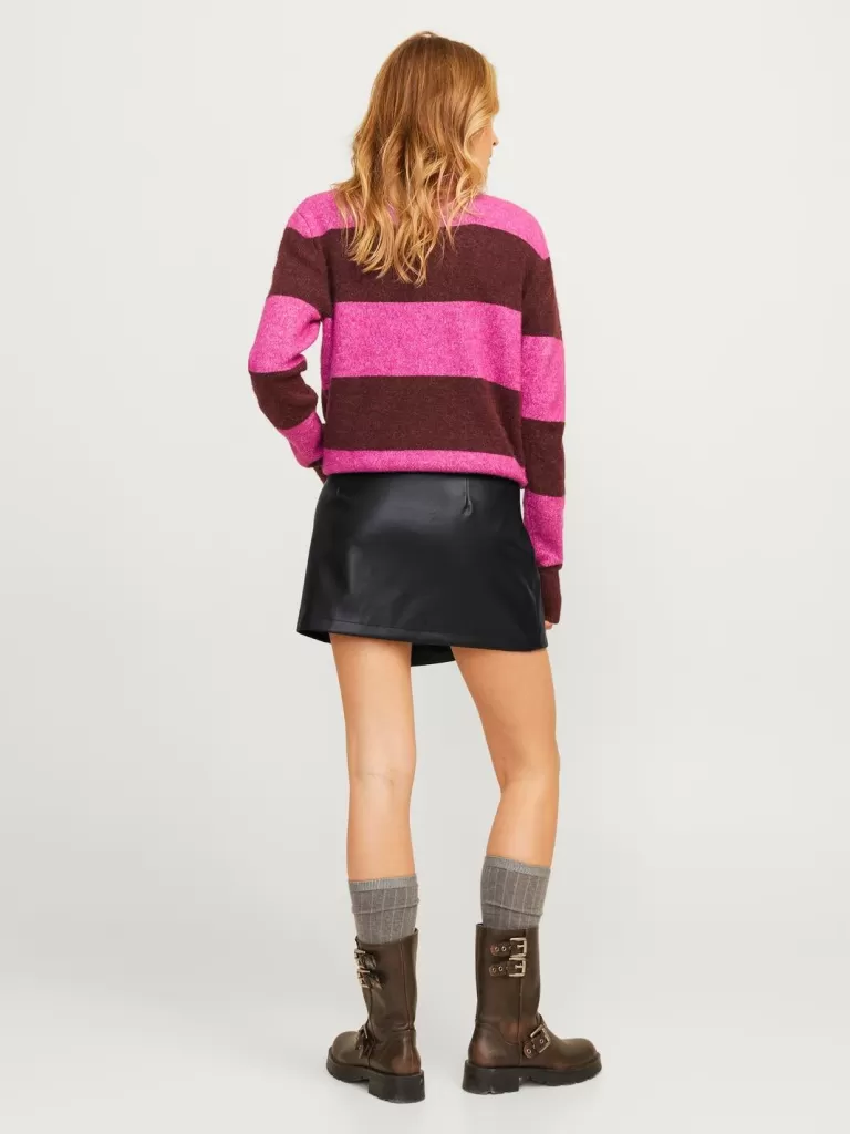 JACK & JONES Spónice^JXSOFIA Spódnica z syntetycznej skóry Czarny