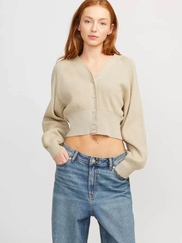 JACK & JONES Swetry^JXSTINA Kardigan Beżowy