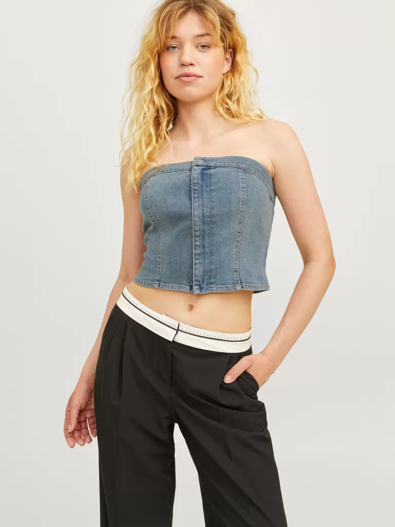 JACK & JONES Topy^JXTINGA Obcisła góra Niebieski