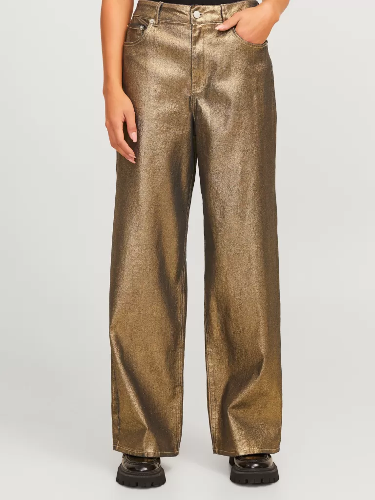 JACK & JONES Jeansy | Denim^JXTOKYO MIKEA WIDE HW SHINY JEANS DNM Brązowy