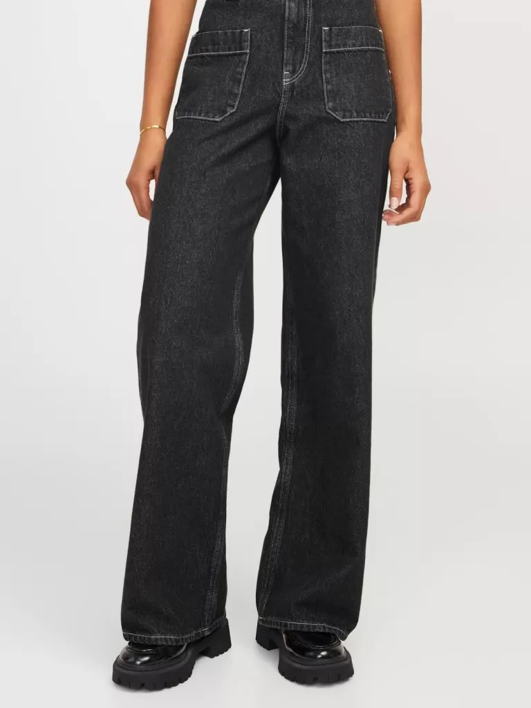 JACK & JONES Jeansy | Denim^JXTOKYO PIL WIDE HW POCKET JEANS DNM Czarny