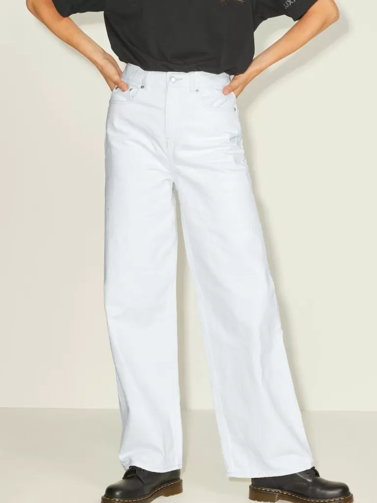 JACK & JONES Jeansy^JXTOKYO WIDE HW MR6012 JEANS DNM SN Biały