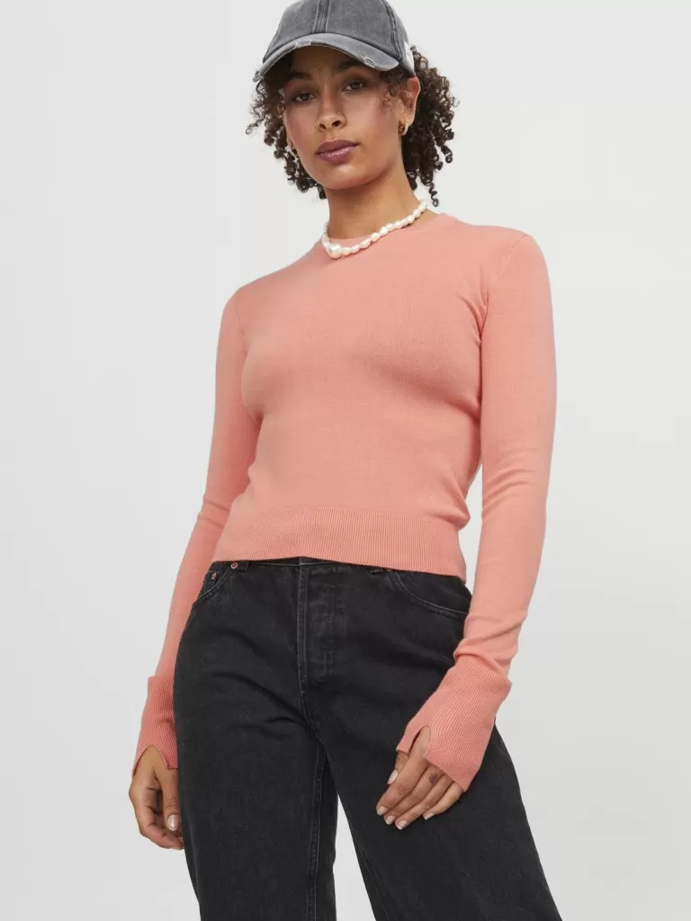 JACK & JONES Swetry^JXVALENTINA Sweter wkładany przez głowę Róży