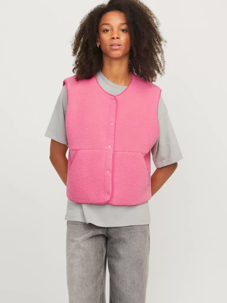 JACK & JONES Kurtki I Płaszcze^JXVERA Pluszowa kamizelka Róży