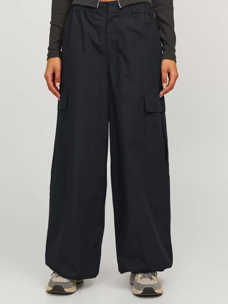JACK & JONES Spodnie^JXYOKO Spodnie bojówki Czarny