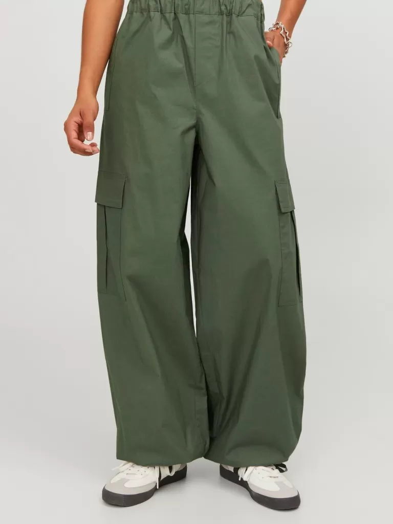 JACK & JONES Spodnie^JXYOKO Spodnie bojówki Zielony