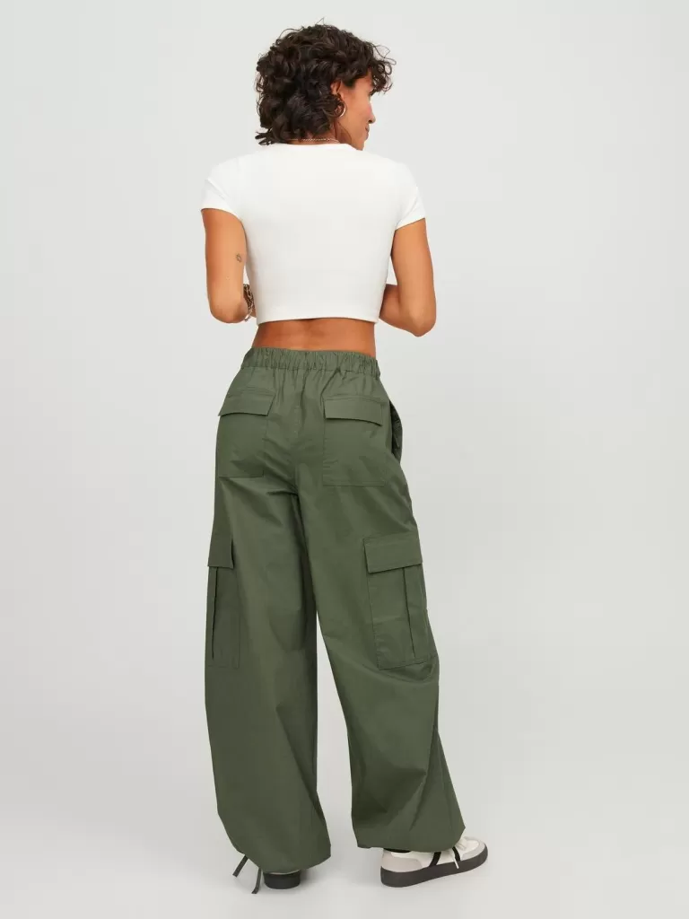 JACK & JONES Spodnie^JXYOKO Spodnie bojówki Zielony