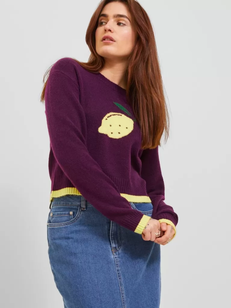 JACK & JONES Swetry^JXYORK Sweter wkładany przez głowę Fioletowy