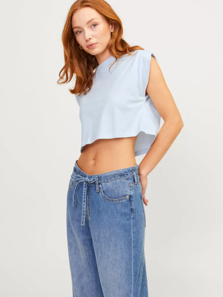 JACK & JONES Topy^JXZOE T-shirt Niebieski