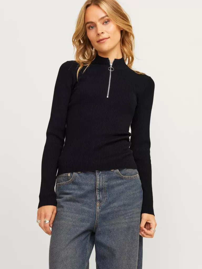 JACK & JONES Swetry^JXZOMA Sweter wkładany przez głowę Czarny