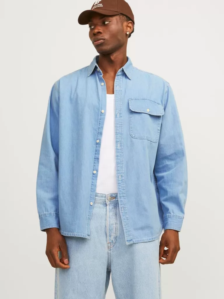 JACK & JONES Koszule | Jeansowe Koszule^Krój pudełkowy Koszula jeansowa Niebieski