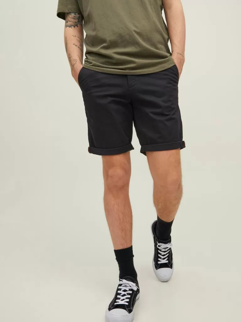 JACK & JONES Krótkie Spodenki^Krój regularny Krótkie chinosy Czarny