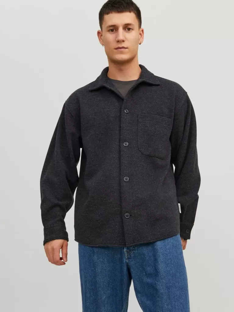 JACK & JONES Koszule^Krój regularny Kurtka koszulowa Czarny