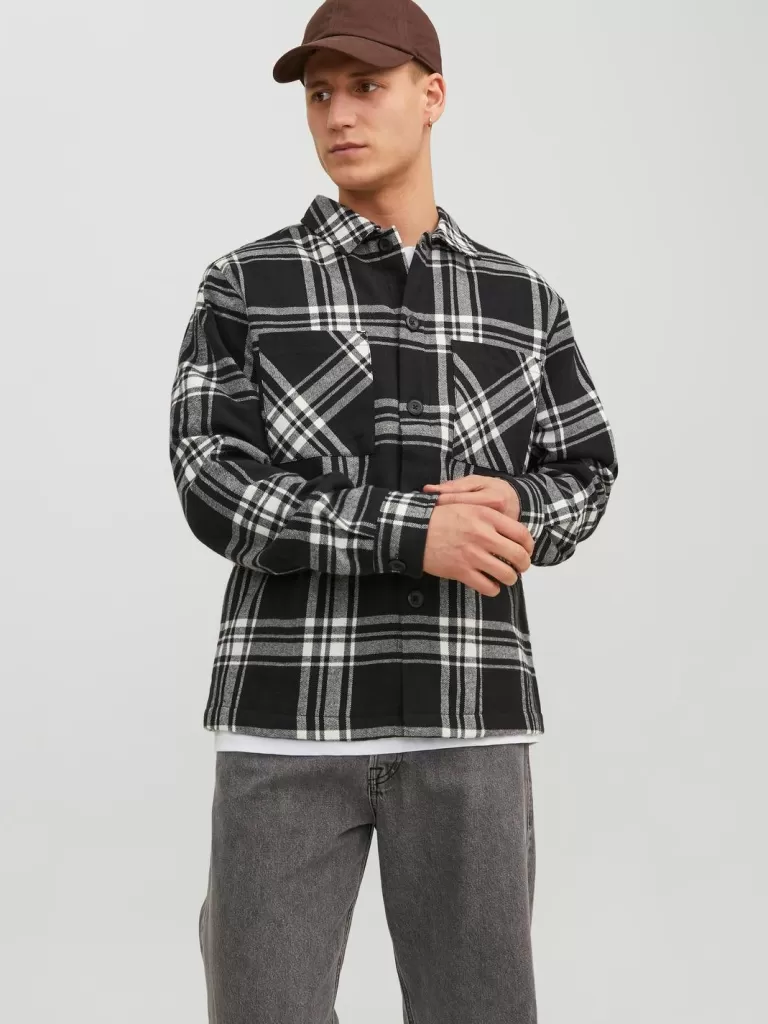 JACK & JONES Koszule^Krój regularny Kurtka koszulowa Czarny