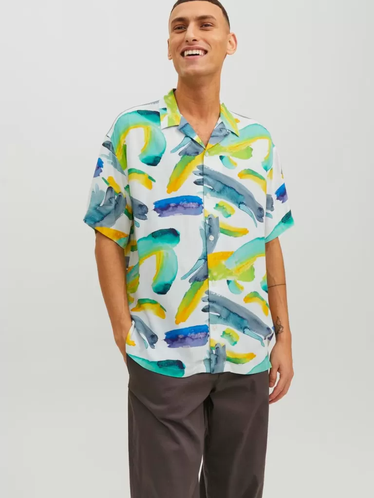 JACK & JONES Koszule^Krój regularny Tropikalna Biały