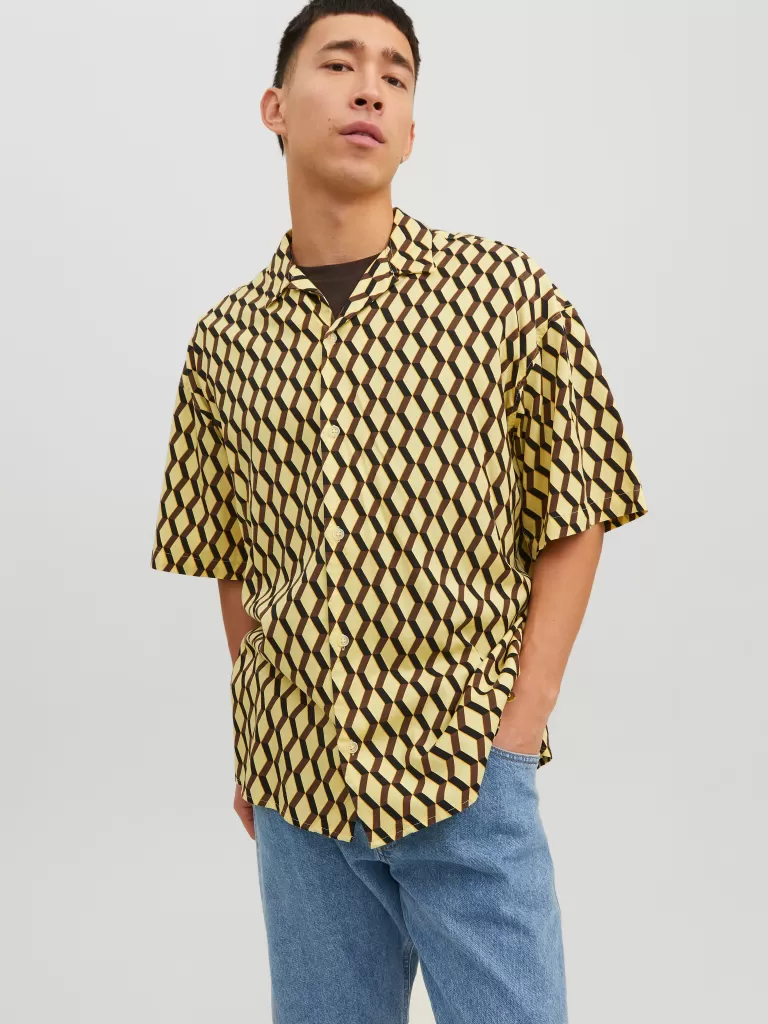 JACK & JONES Koszule^Krój regularny Tropikalna Żółty
