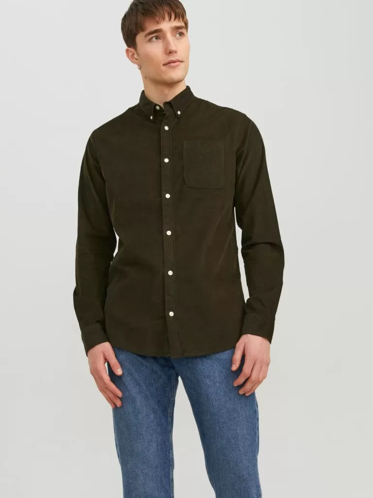 JACK & JONES Koszule^Krój slim Koszula Zielony