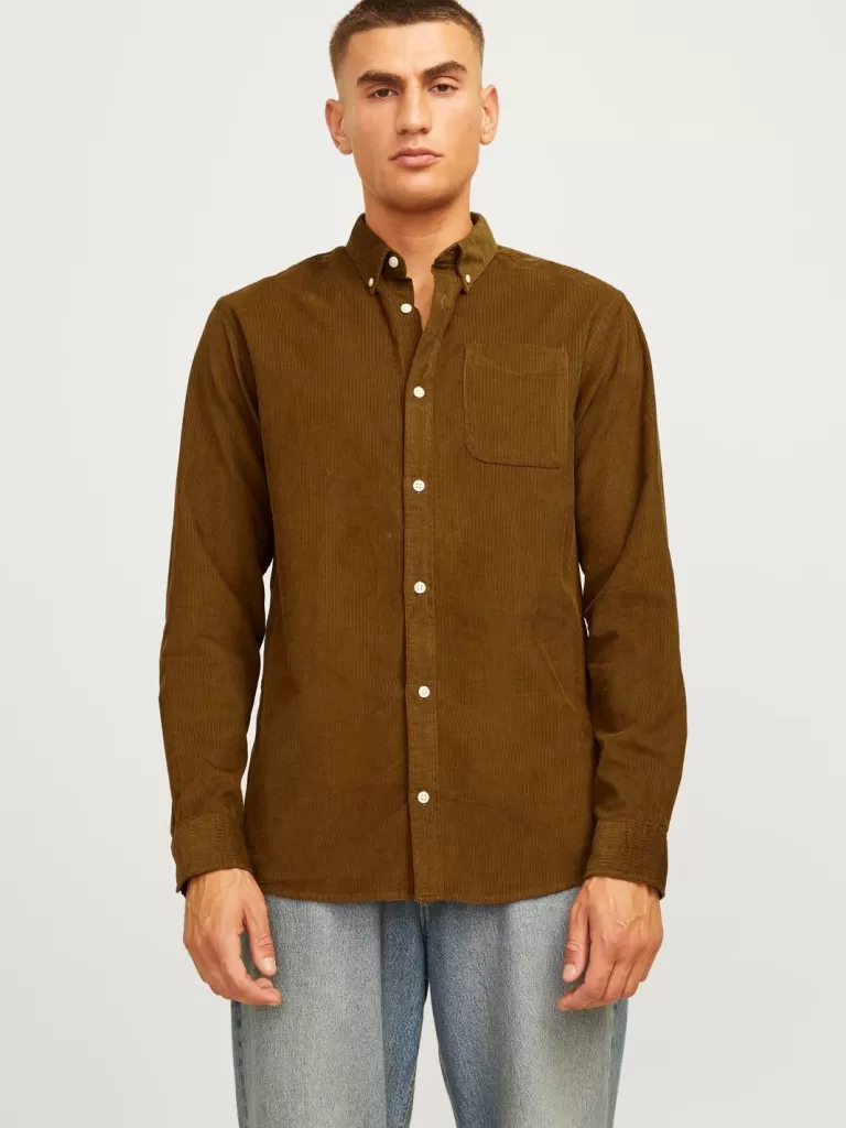 JACK & JONES Koszule^Krój slim Koszula Brązowy