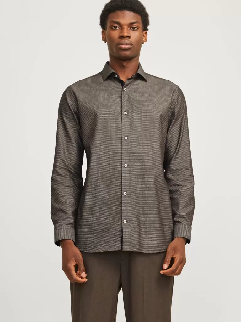 JACK & JONES Koszule^Krój slim Koszula Brązowy