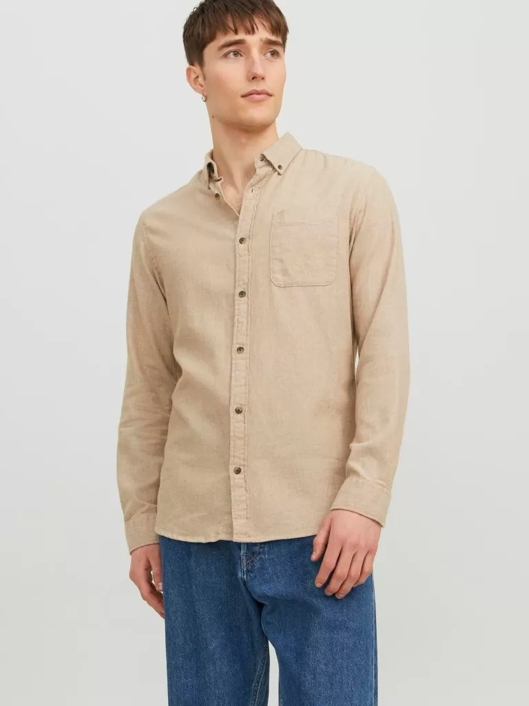 JACK & JONES Koszule^Krój slim Koszula Beżowy