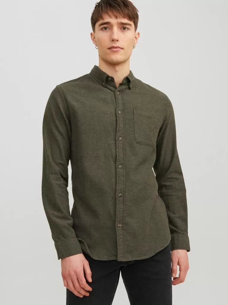 JACK & JONES Koszule^Krój slim Koszula Zielony