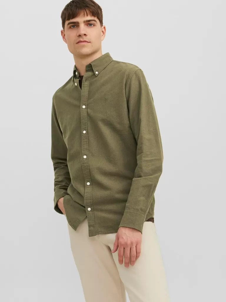 JACK & JONES Koszule^Krój slim Koszula Zielony