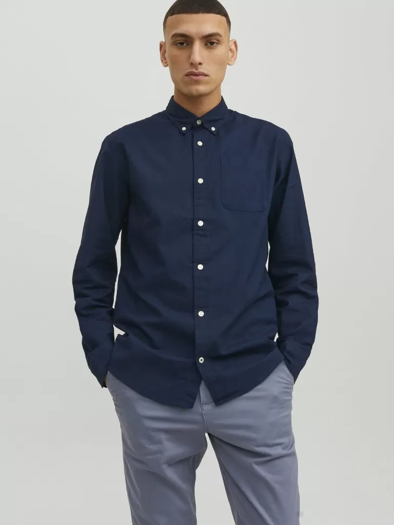 JACK & JONES Koszule^Krój slim Koszula codzienna Niebieski