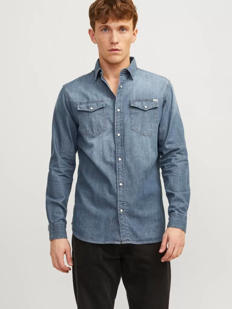 JACK & JONES Koszule | Jeansowe Koszule^Krój slim Koszula jeansowa Niebieski