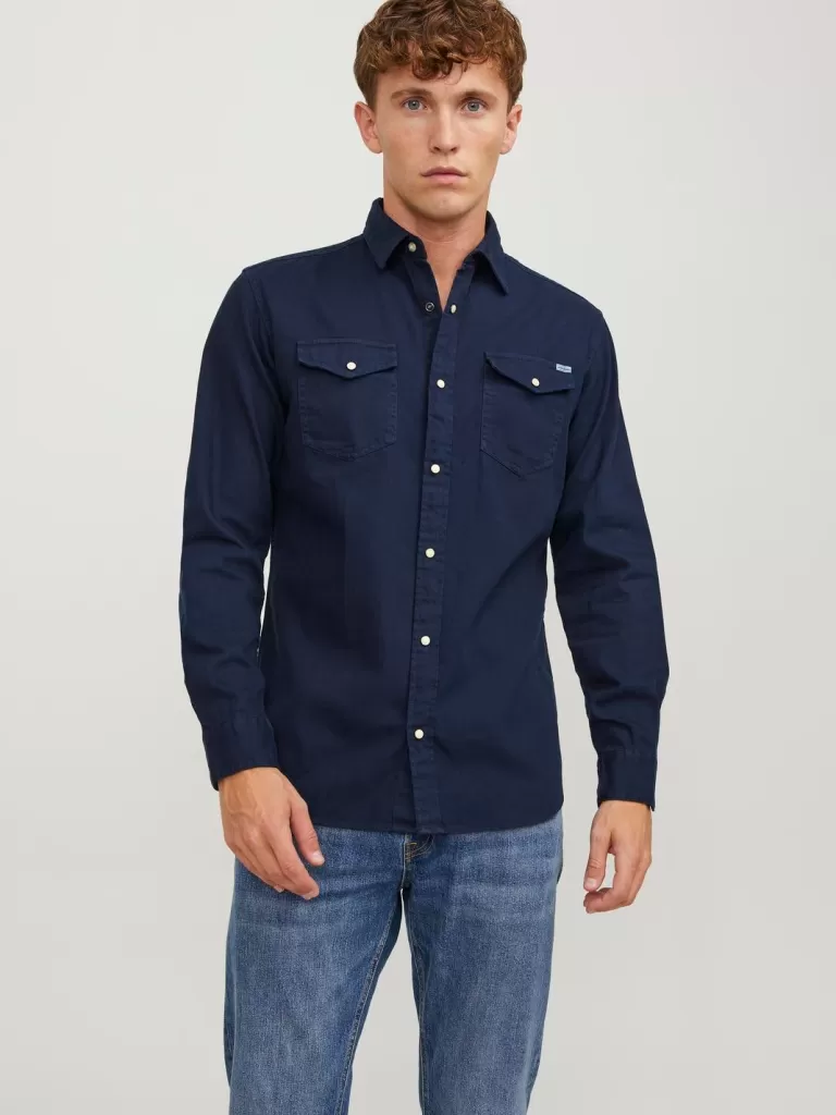 JACK & JONES Koszule | Jeansowe Koszule^Krój slim Koszula jeansowa Niebieski