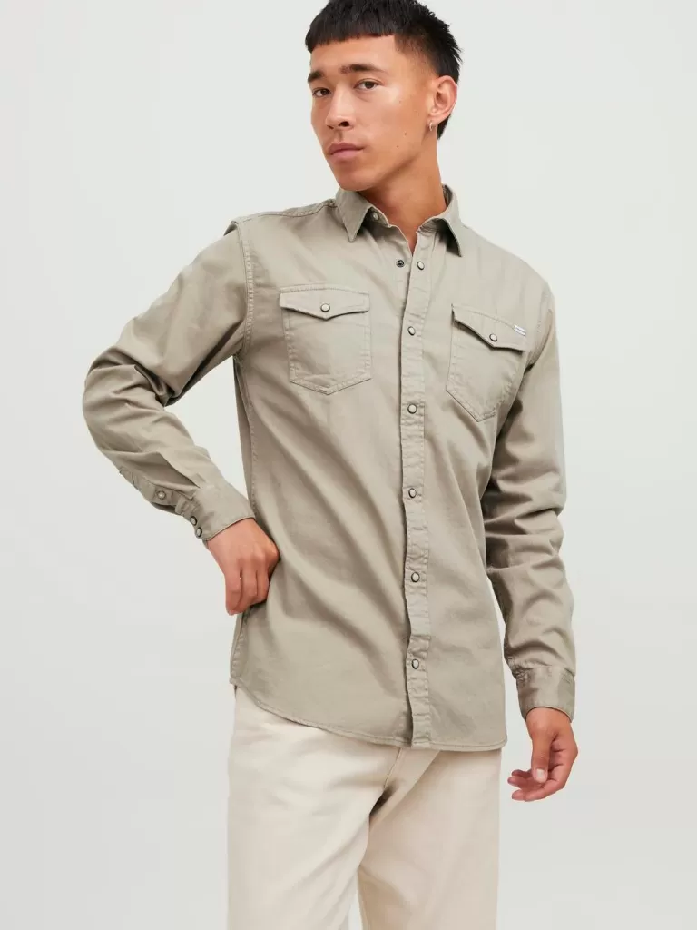 JACK & JONES Koszule | Jeansowe Koszule^Krój slim Koszula jeansowa Beżowy