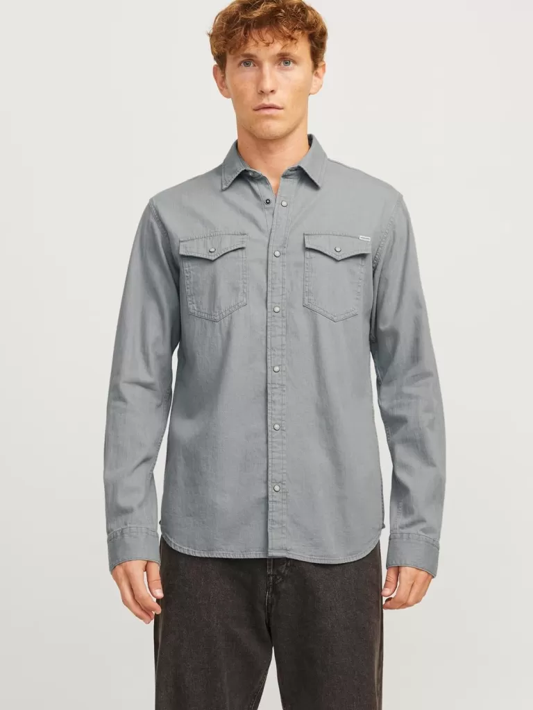 JACK & JONES Koszule | Jeansowe Koszule^Krój slim Koszula jeansowa Szary