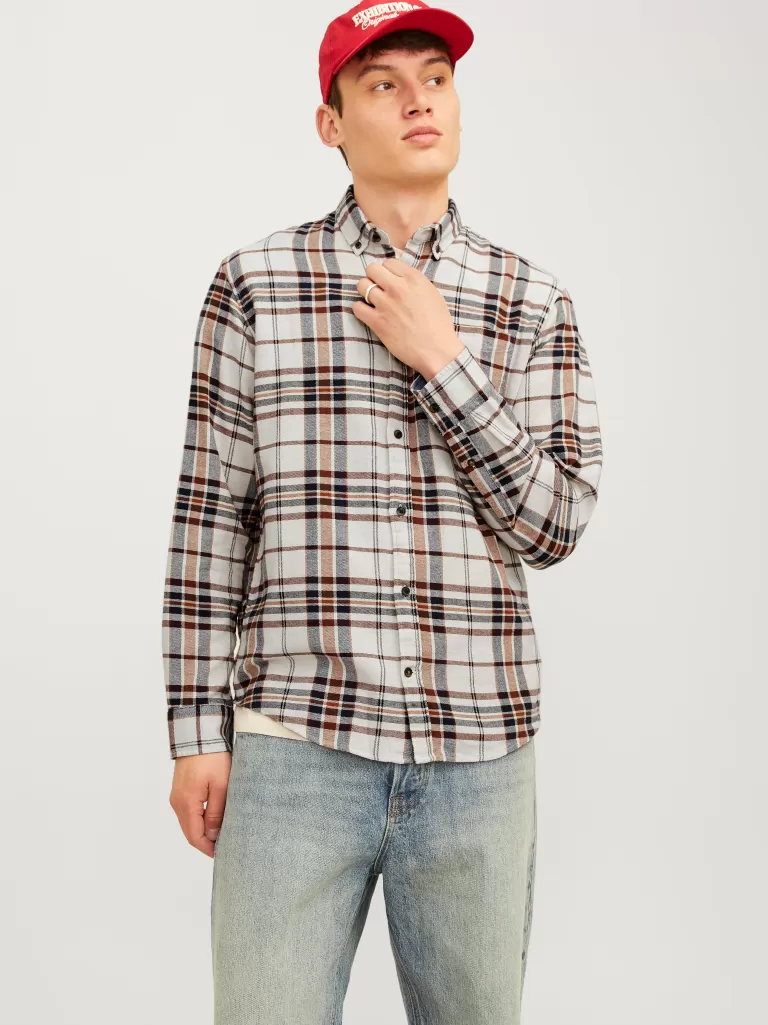 JACK & JONES Koszule^Krój slim Koszula w kratę Szary