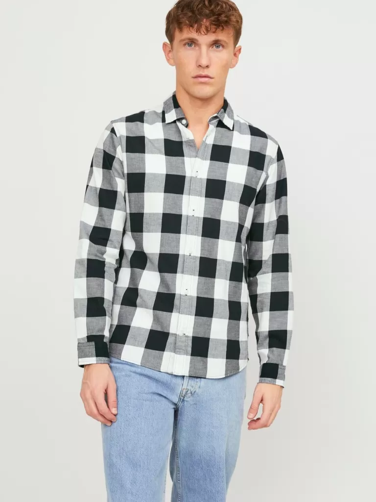 JACK & JONES Koszule^Krój slim Koszula w kratę Biały