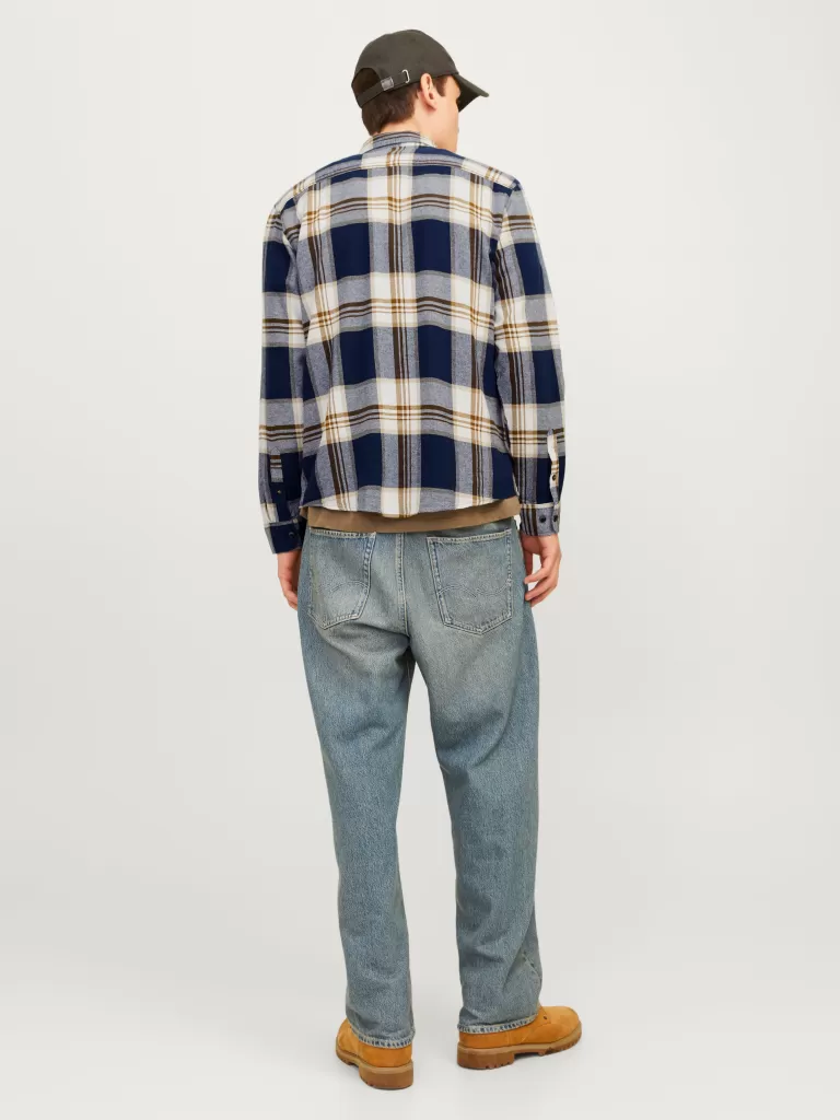 JACK & JONES Koszule^Krój slim Koszula w kratę Niebieski