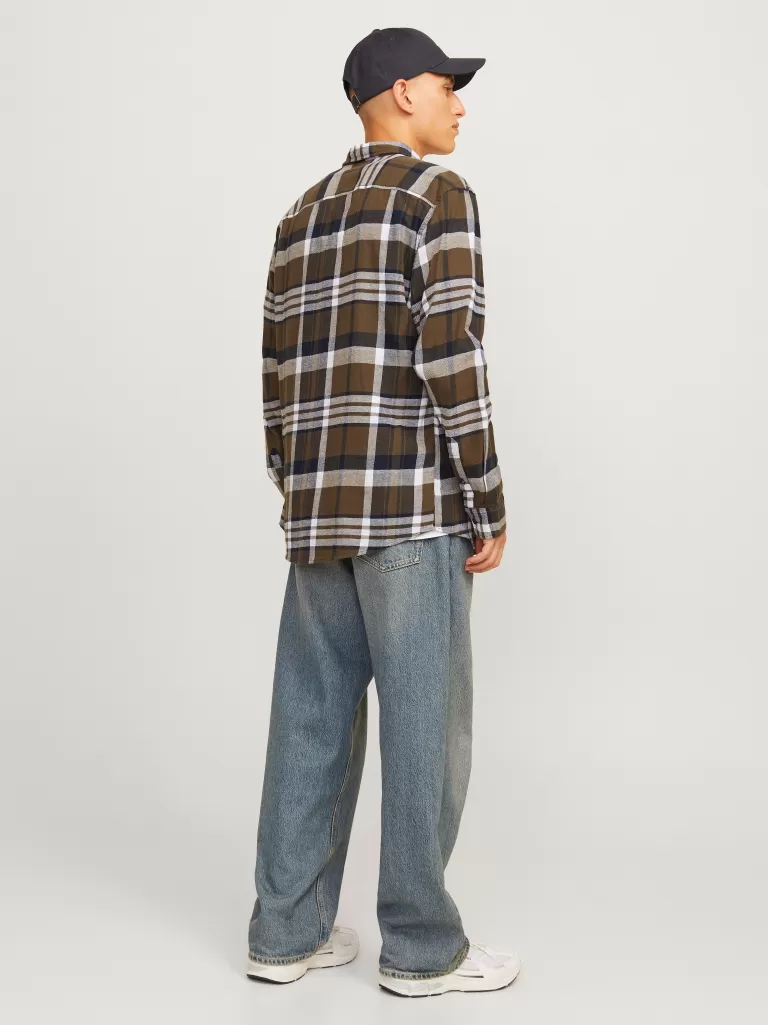 JACK & JONES Koszule^Krój slim Koszula w kratę Brązowy