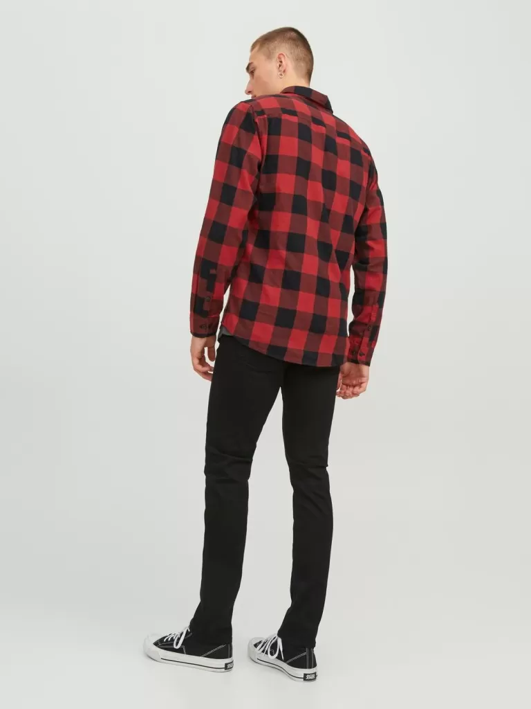JACK & JONES Koszule^Krój slim Koszula w kratę Czerwony