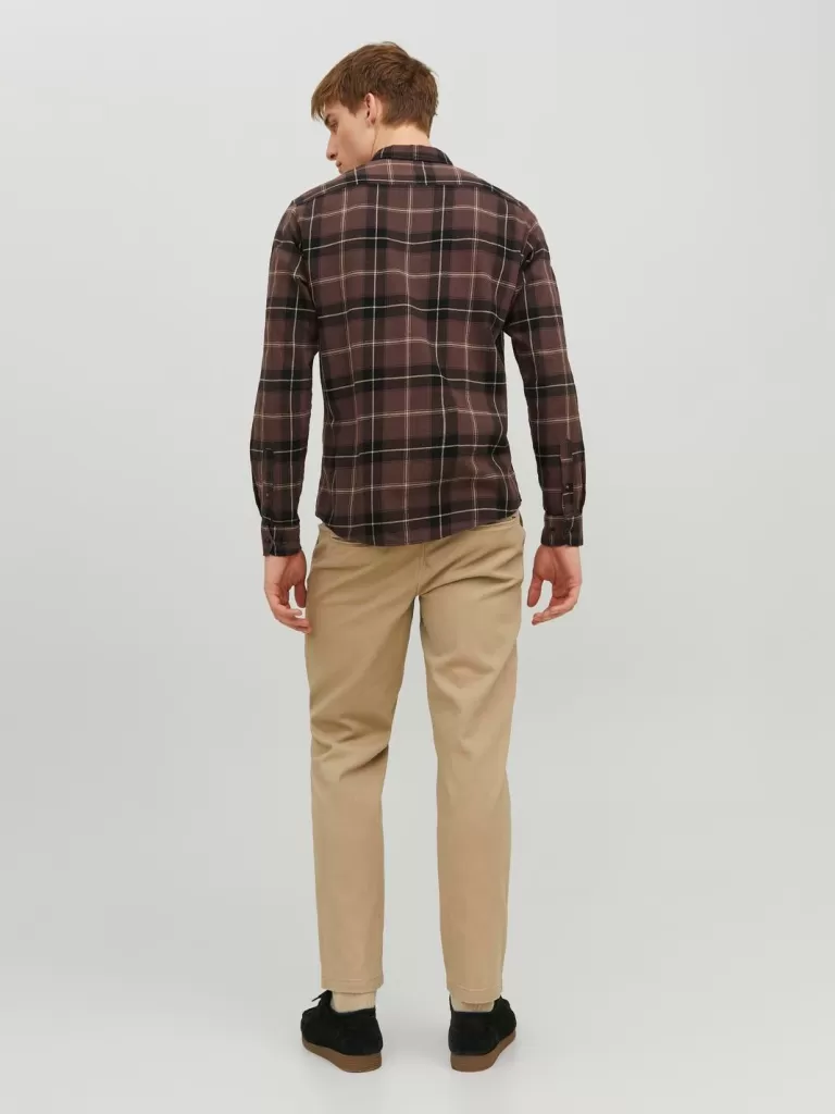 JACK & JONES Koszule^Krój slim Koszula w kratę Brązowy