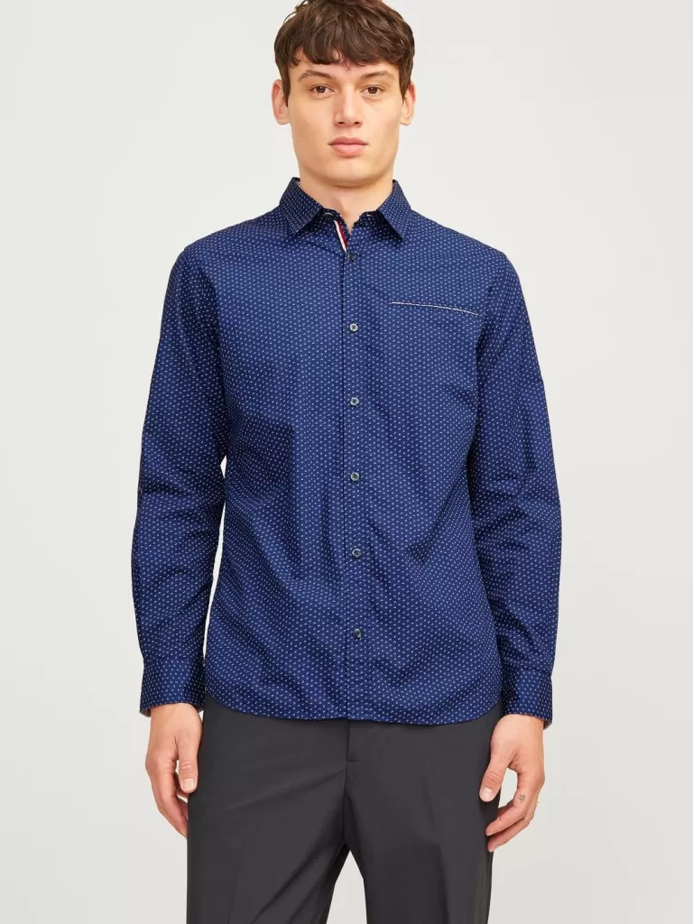 JACK & JONES Koszule^Krój slim Koszula wizytowa Niebieski