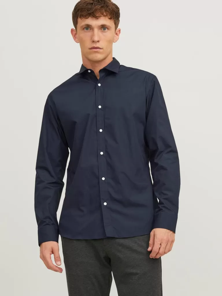 JACK & JONES Koszule^Krój slim Koszula wizytowa Niebieski